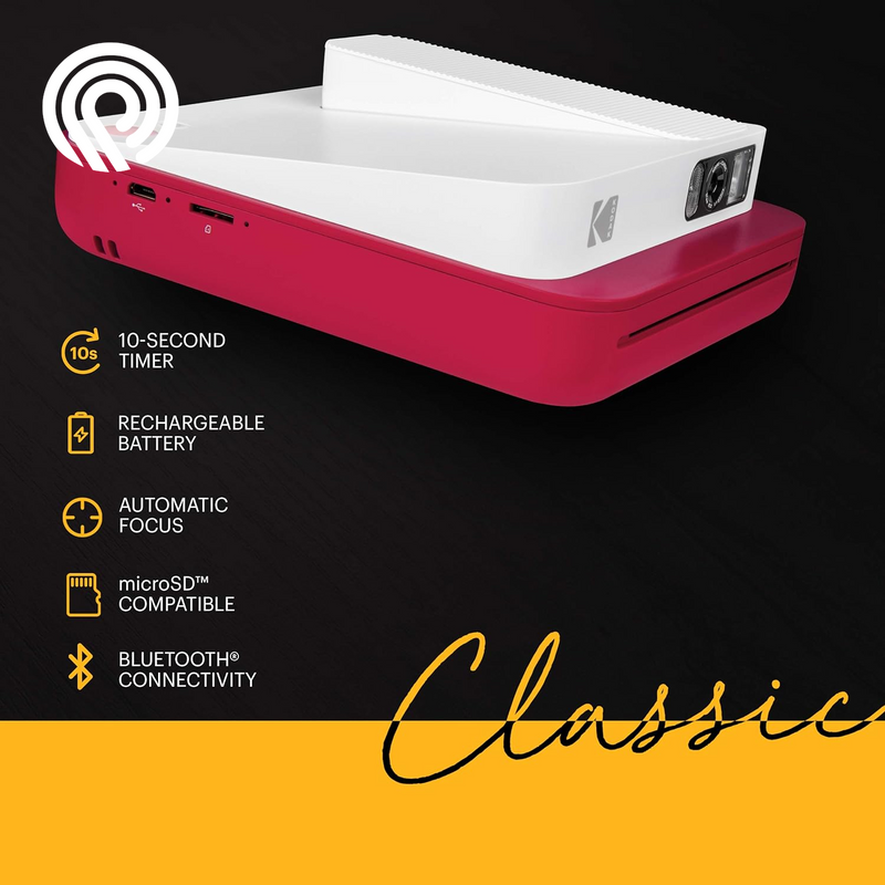 KODAK Smile Classic Digital Instant Camera with Bluetooth (Red) Travel Kit