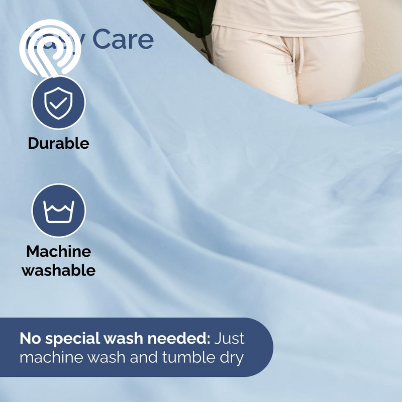 Extra Deep Twin Sheet Set - 4 Piece Breathable & Cooling Sheets - Hotel Luxury Bedding Set with 18-24 Inch Extra Deep Pockets - Easy Fit - Super Soft, Wrinkle Free and Comfy - Light Blue, Twin Size