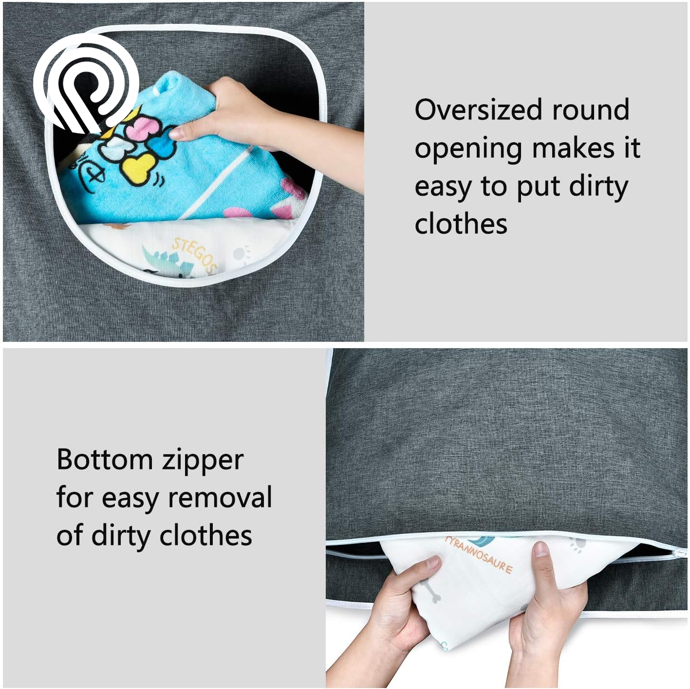 Hanging Laundry Hamper, over the Door Laundry Hamper and Hanging Laundry Bag, Extra Large Space Saving Hanging Hamper with 2 Types Hooks (35X 22Inch, Heather Grey)