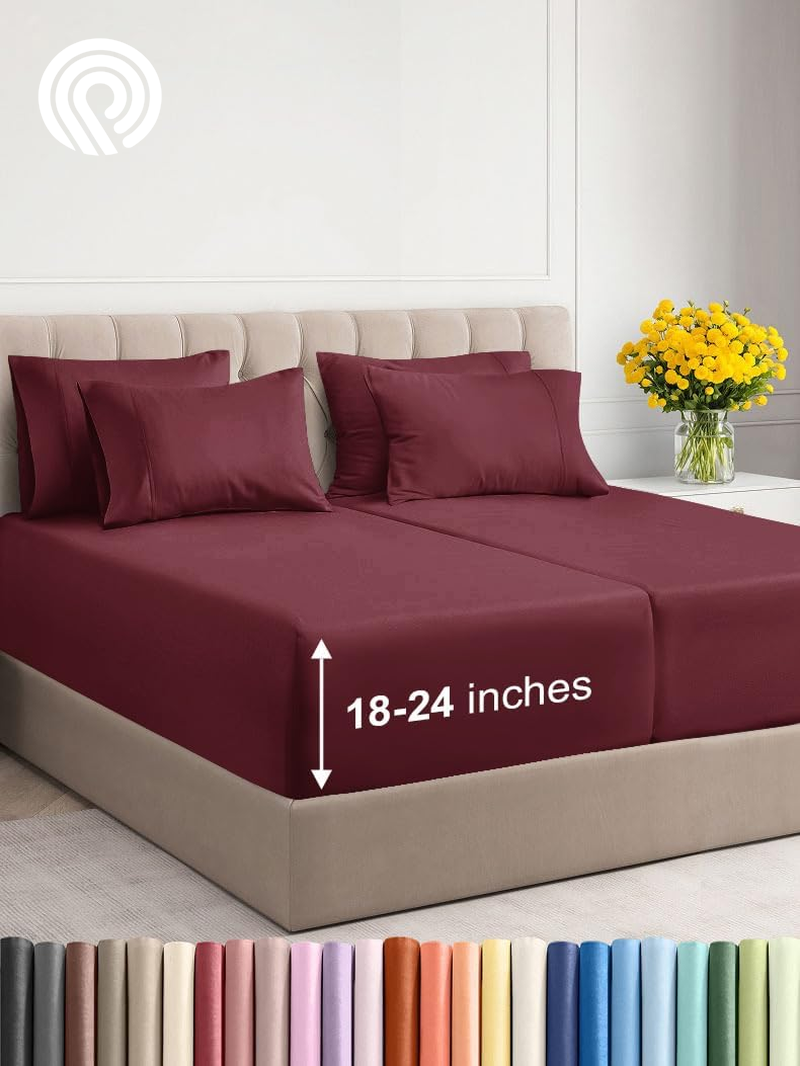 Extra Deep Twin Sheet Set - 4 Piece Breathable & Cooling Sheets - Hotel Luxury Bedding Set with 18-24 Inch Extra Deep Pockets - Easy Fit - Super Soft, Wrinkle Free and Comfy - Light Blue, Twin Size
