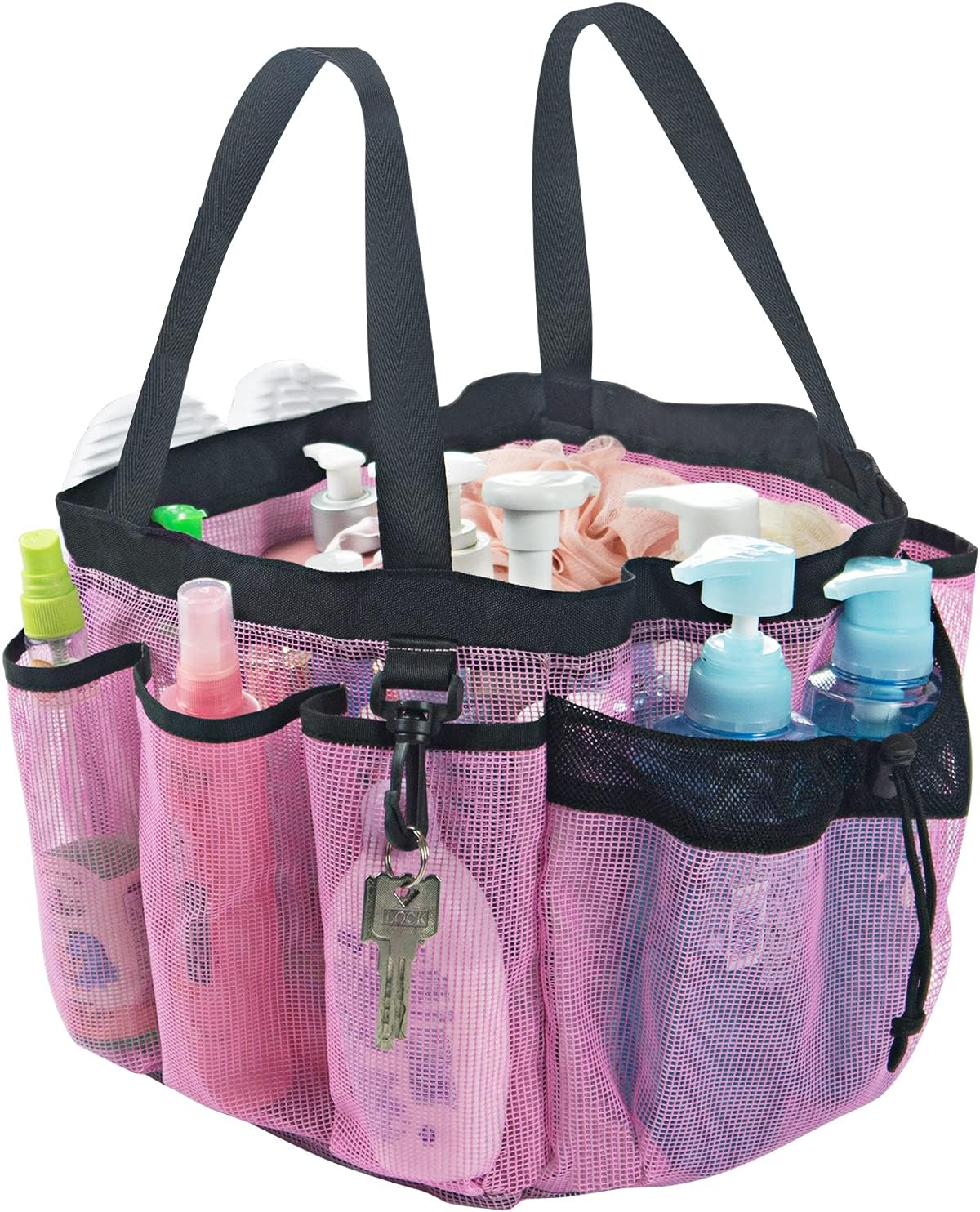 Moyad Large Mesh Shower Caddy Portable Travel Shower Caddy College Dorm Shower Basket Hanging Shower Organizer Beach Bag Tote Bag Bathroom Organizer Storage Basket Camping Shower Accessories, Black