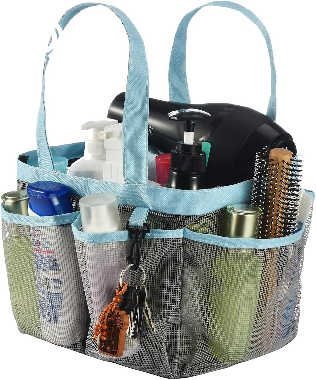 Haundry Mesh Shower Caddy Bag, Portable Shower Caddy Tote Organizer with 8 Pockets for College Dorm Room Essentials, Beach, Swimming, Gym