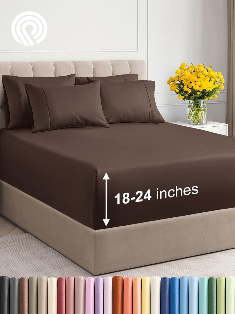 Extra Deep Twin Sheet Set - 4 Piece Breathable & Cooling Sheets - Hotel Luxury Bedding Set with 18-24 Inch Extra Deep Pockets - Easy Fit - Super Soft, Wrinkle Free and Comfy - Light Blue, Twin Size