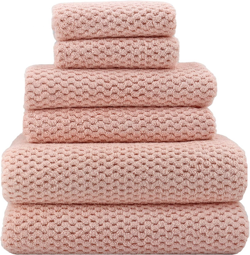 YTYC 29X59 Inch Bath Towels Set of 6 Large, Super Soft Absorbent Lint Free Microfiber Towels for Bathroom 80% Polyester (Beige,6 Piece)