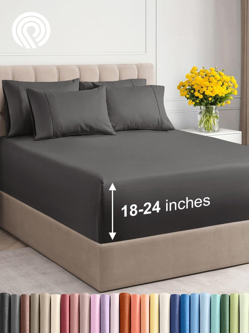 Extra Deep Twin Sheet Set - 4 Piece Breathable & Cooling Sheets - Hotel Luxury Bedding Set with 18-24 Inch Extra Deep Pockets - Easy Fit - Super Soft, Wrinkle Free and Comfy - Light Blue, Twin Size