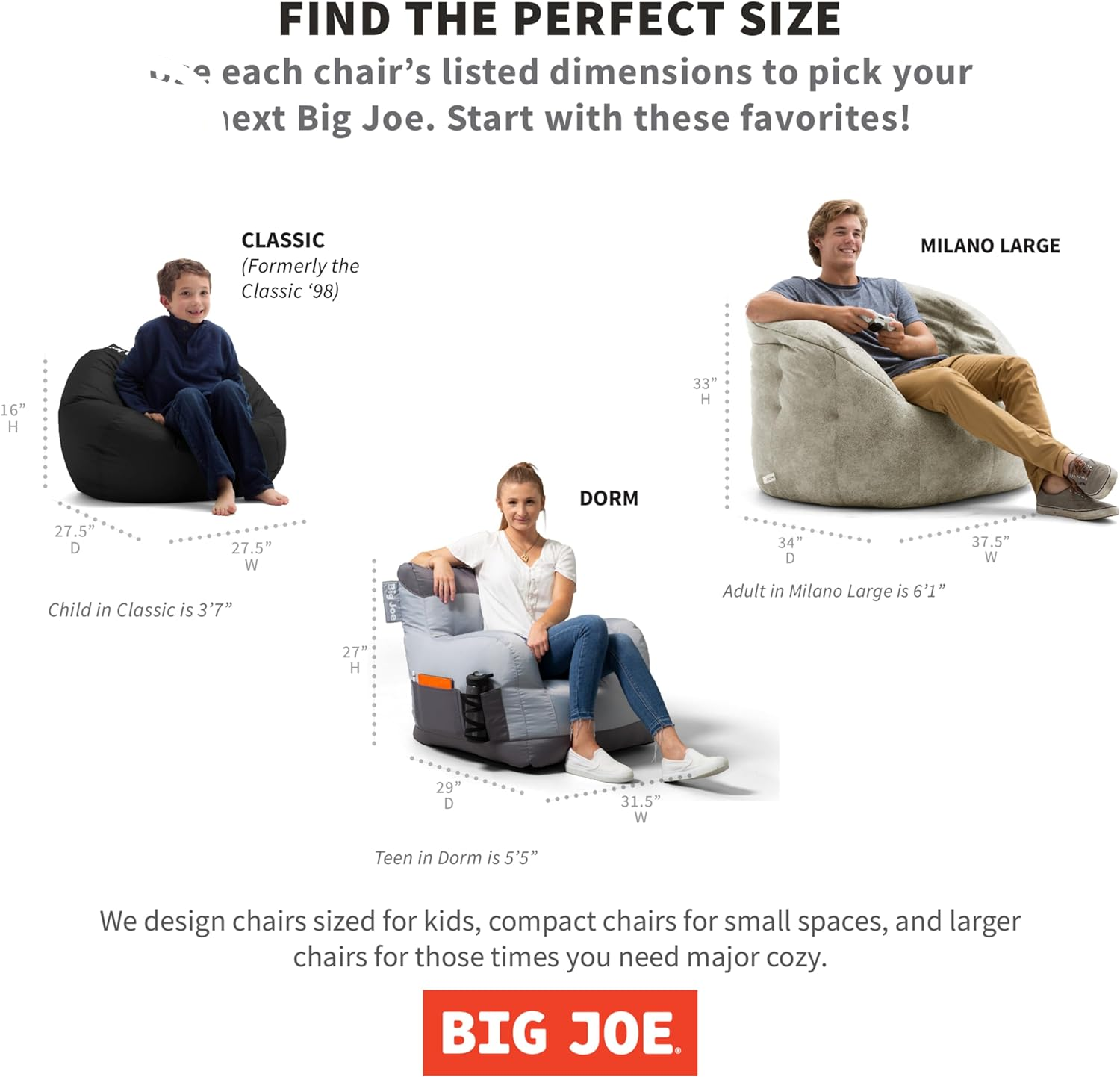 Big Joe Classic Bean Bag Chair, Red Smartmax, Durable Polyester Nylon Blend, 2 Feet Round