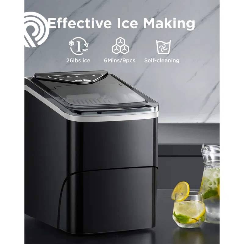 26 Lb.Daily Production Bullet Ice Countertop Ice Maker, Self-Cleaning Ice Makers