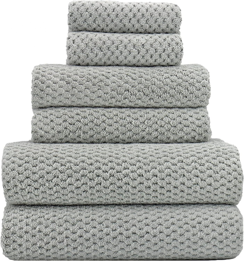 YTYC 29X59 Inch Bath Towels Set of 6 Large, Super Soft Absorbent Lint Free Microfiber Towels for Bathroom 80% Polyester (Beige,6 Piece)