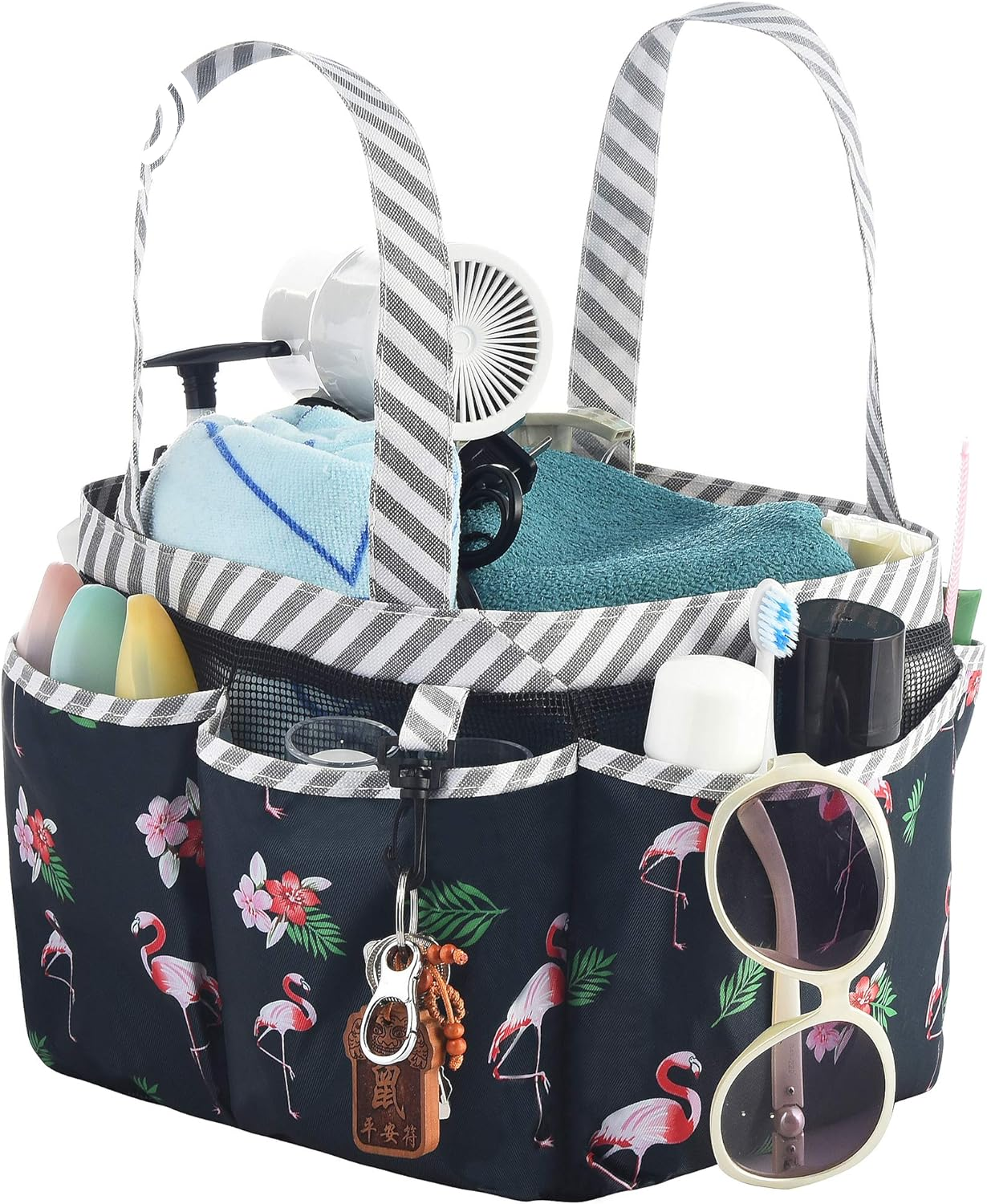 Haundry Mesh Shower Caddy Bag, Portable Shower Caddy Tote Organizer with 8 Pockets for College Dorm Room Essentials, Beach, Swimming, Gym