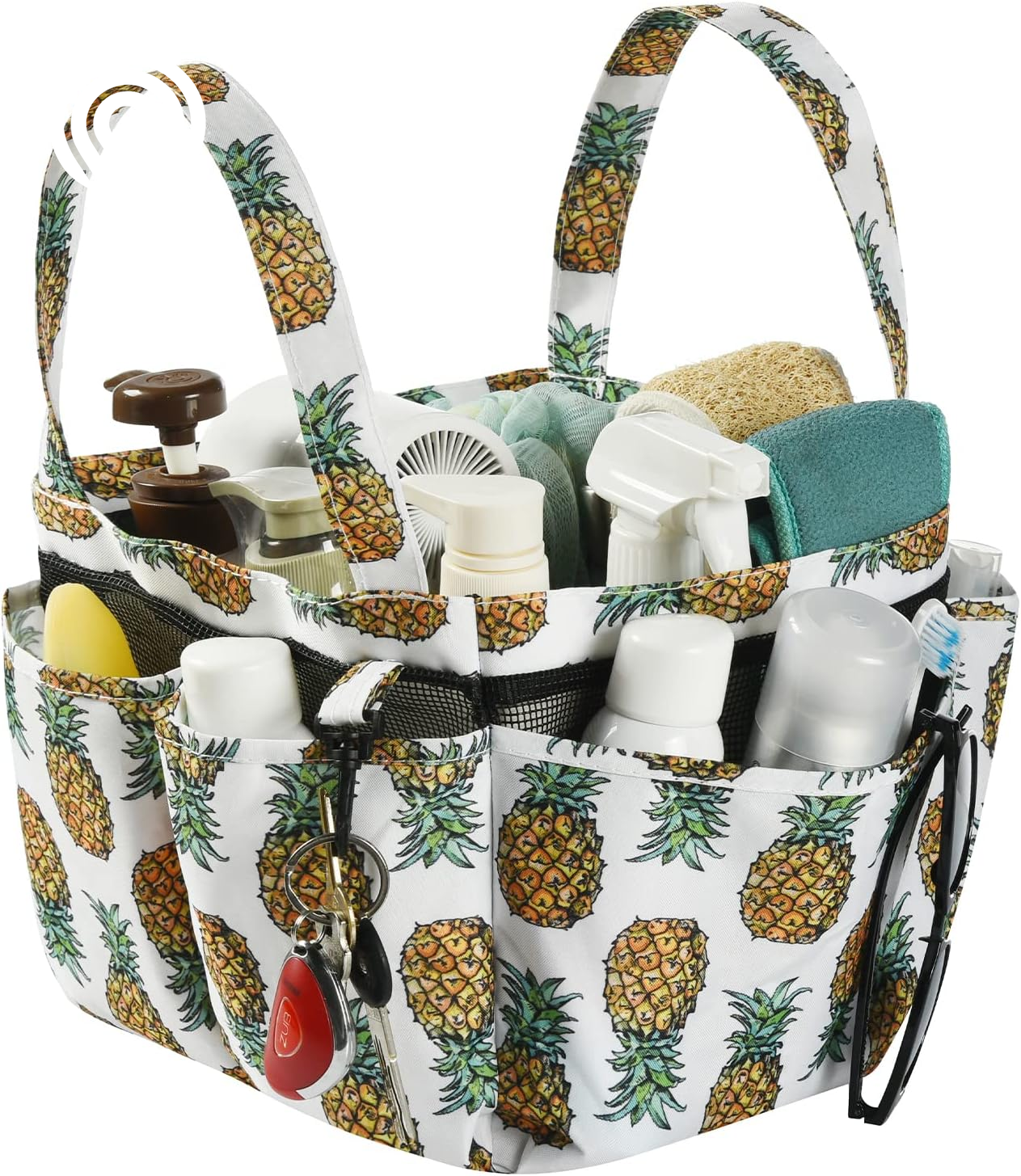 Haundry Mesh Shower Caddy Bag, Portable Shower Caddy Tote Organizer with 8 Pockets for College Dorm Room Essentials, Beach, Swimming, Gym