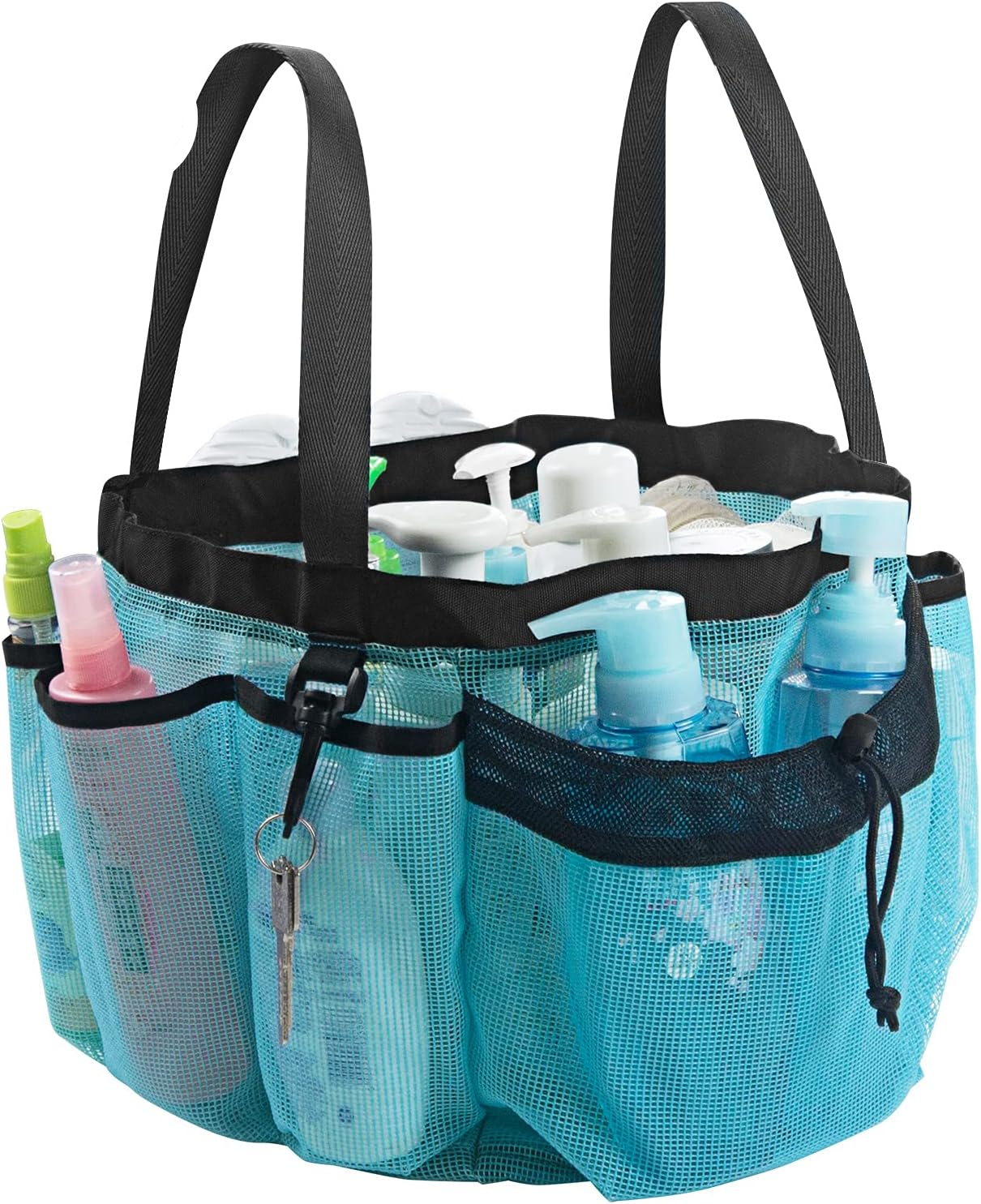 Moyad Large Mesh Shower Caddy Portable Travel Shower Caddy College Dorm Shower Basket Hanging Shower Organizer Beach Bag Tote Bag Bathroom Organizer Storage Basket Camping Shower Accessories, Black