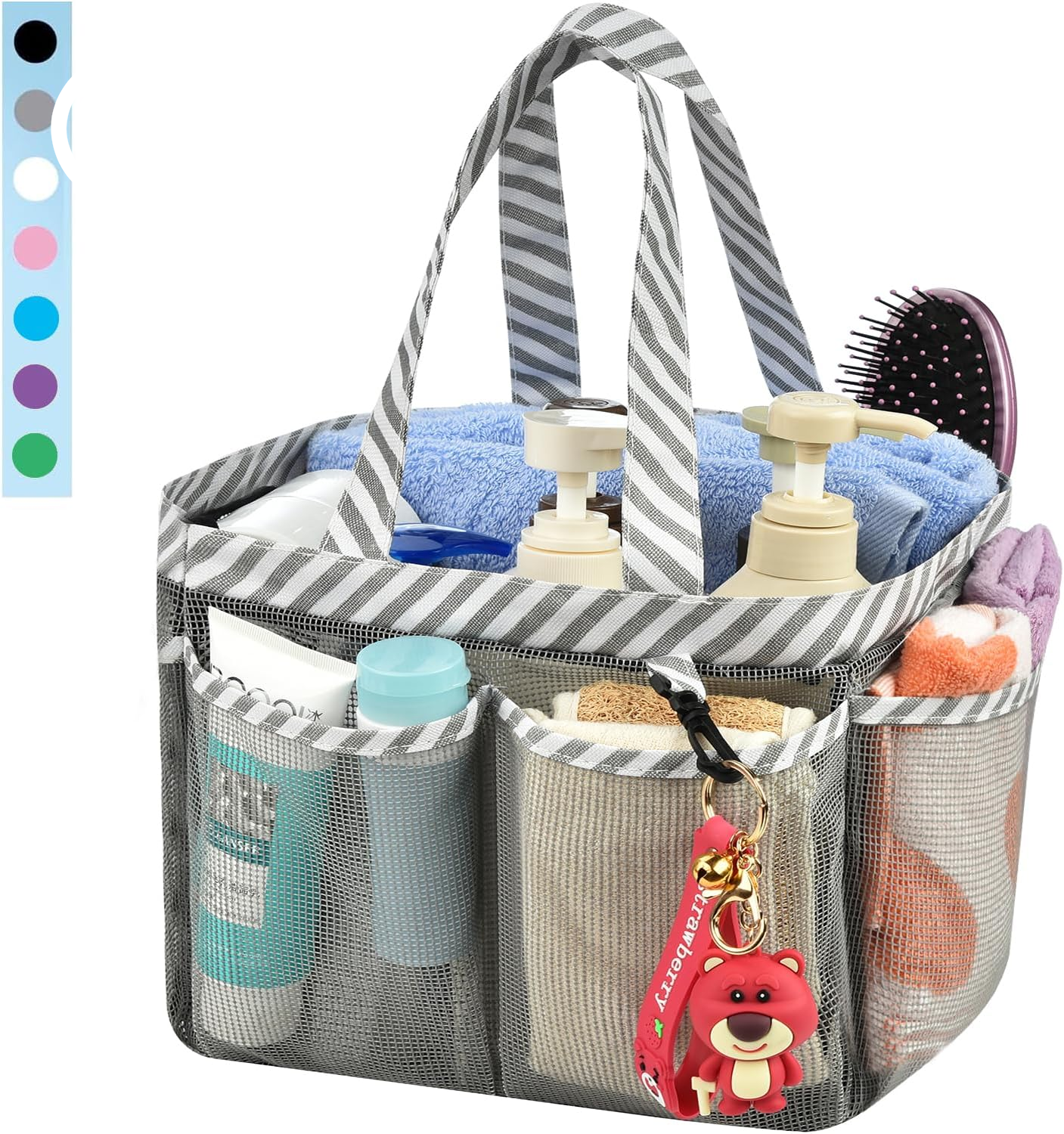 Haundry Mesh Shower Caddy Bag, Portable Shower Caddy Tote Organizer with 8 Pockets for College Dorm Room Essentials, Beach, Swimming, Gym