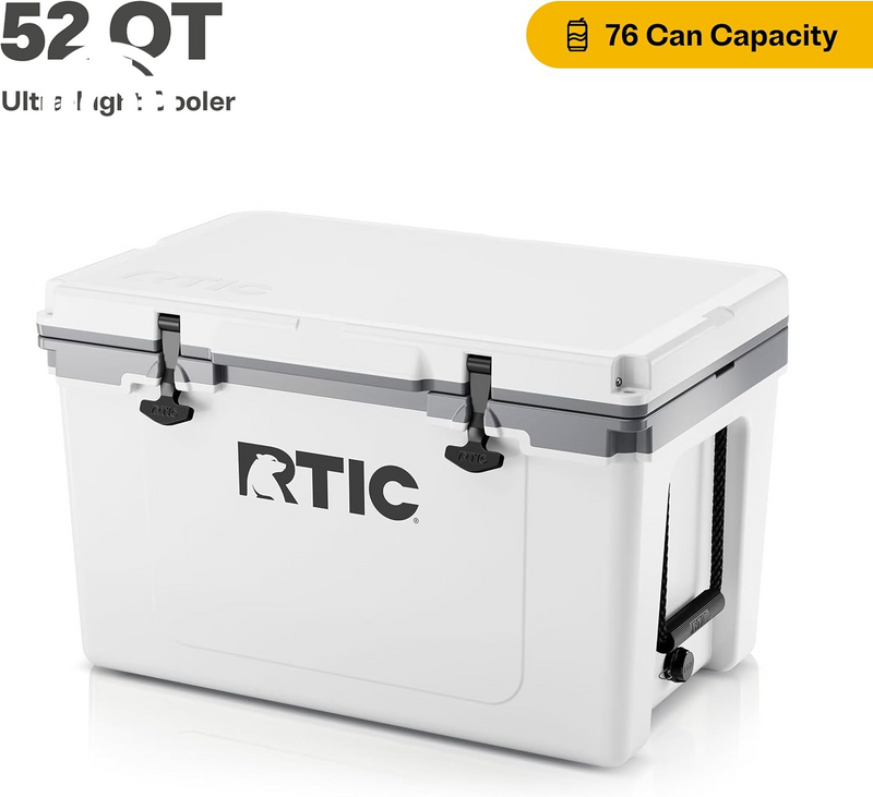RTIC Ultra-Light 52 Quart Hard Cooler Insulated Portable Ice Chest Box for Beach, Drink, Beverage, Camping, Picnic, Fishing, Boat, Barbecue, 30% Lighter than Rotomolded Coolers