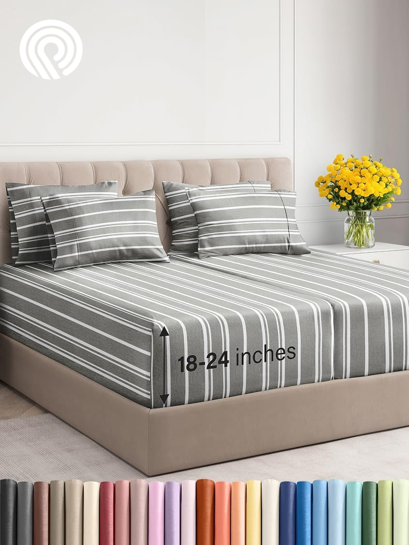Extra Deep Twin Sheet Set - 4 Piece Breathable & Cooling Sheets - Hotel Luxury Bedding Set with 18-24 Inch Extra Deep Pockets - Easy Fit - Super Soft, Wrinkle Free and Comfy - Light Blue, Twin Size