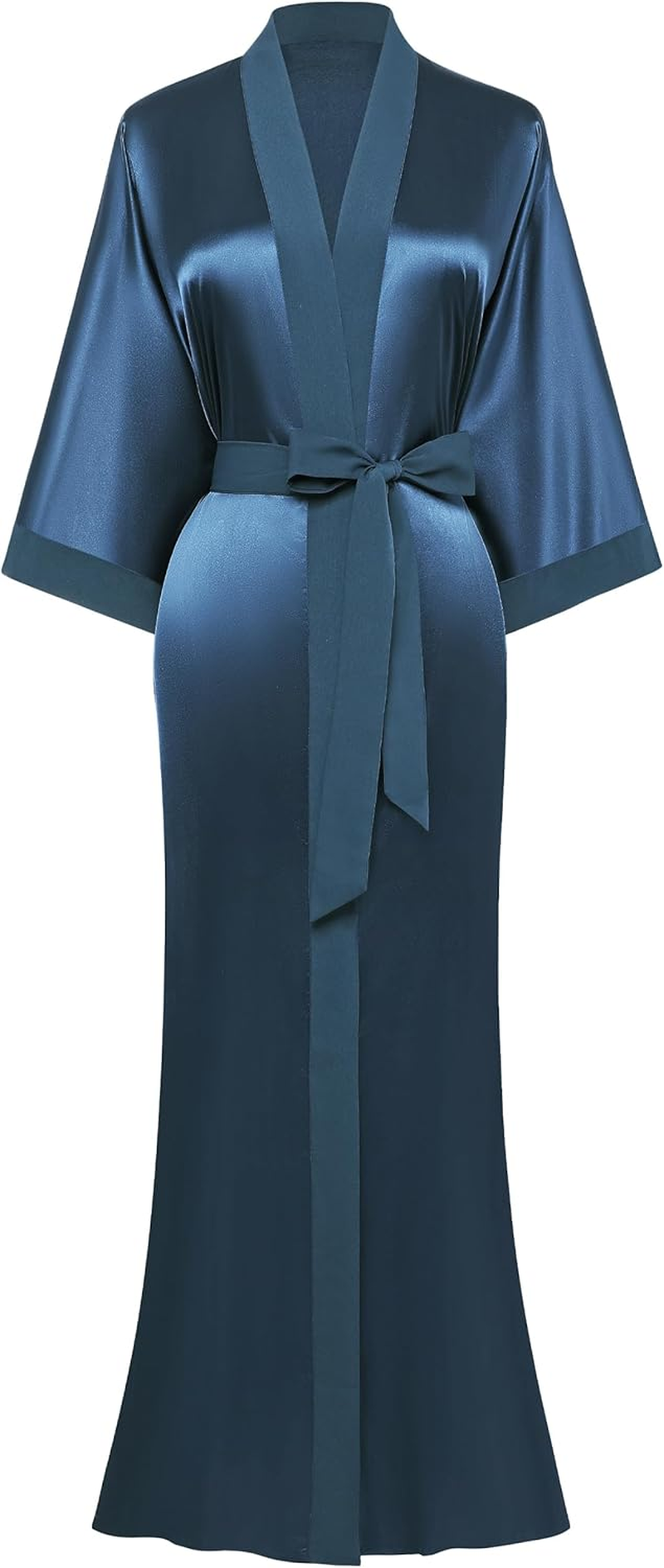PRODESIGN Satin Kimono Robe Women Long Silky Kimono Bathrobe Sleepwear Wedding Bridesmaid Robe