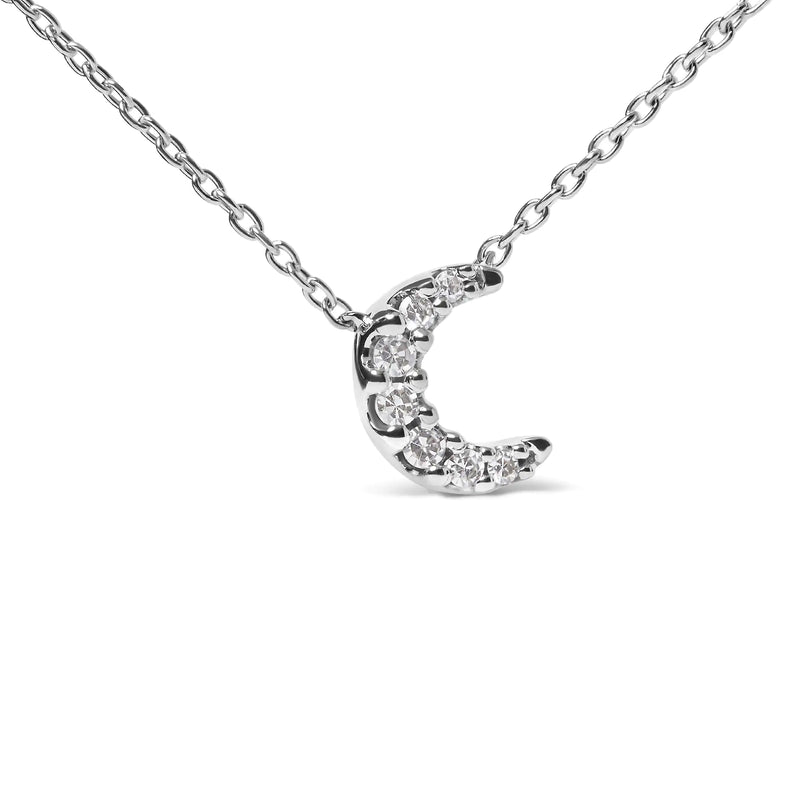 10K witgouden diamanten geaccentueerde halve maan 18 inch hanger ketting (H-I kleur, I1-I2 helderheid) - Puck's
